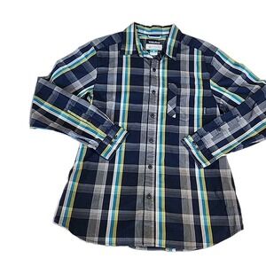 Columbia Omni-Wick Advanced Evaporation Shirt Blue Plaid‎ Ls Button Up Mens M
